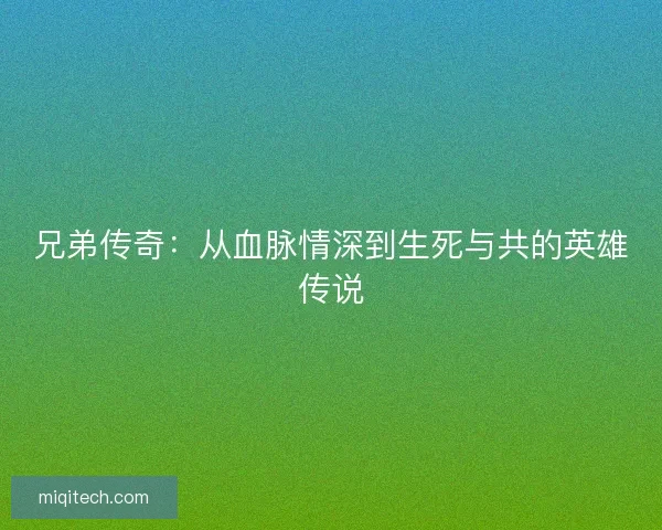 兄弟传奇:从血脉情深到生死与共的英雄传说 兄弟传奇:从血脉情深到生死与共的英雄传说